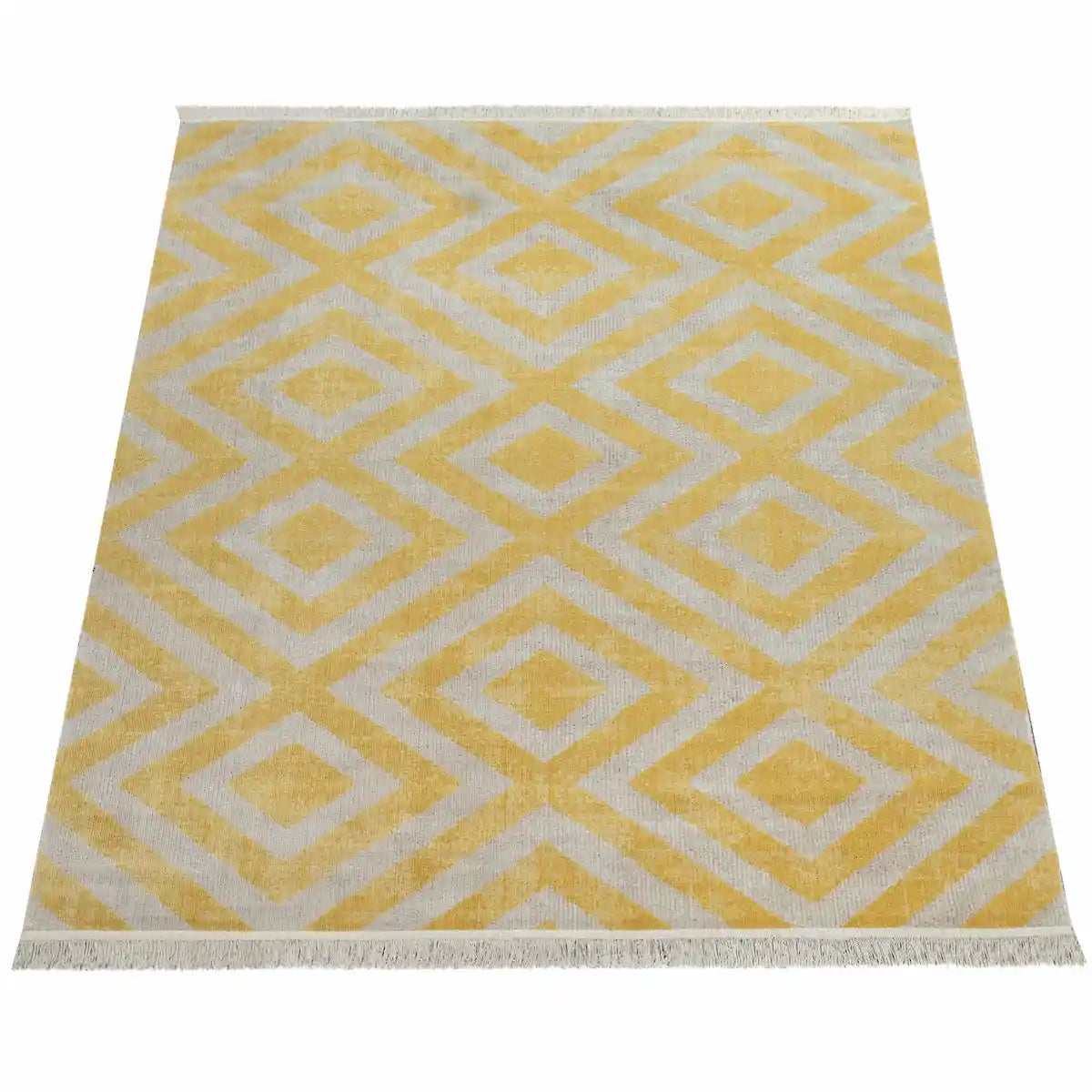 Tapis Scandinave Losangia Jaune sur fond blanc
