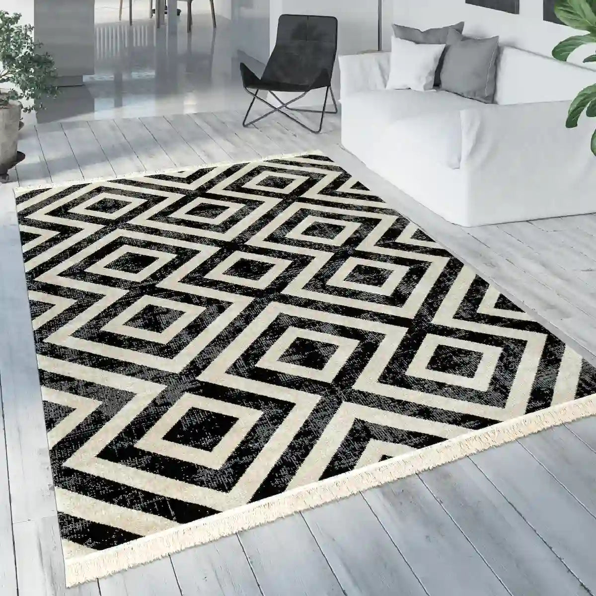 Tapis Scandinave Losangia - Noir