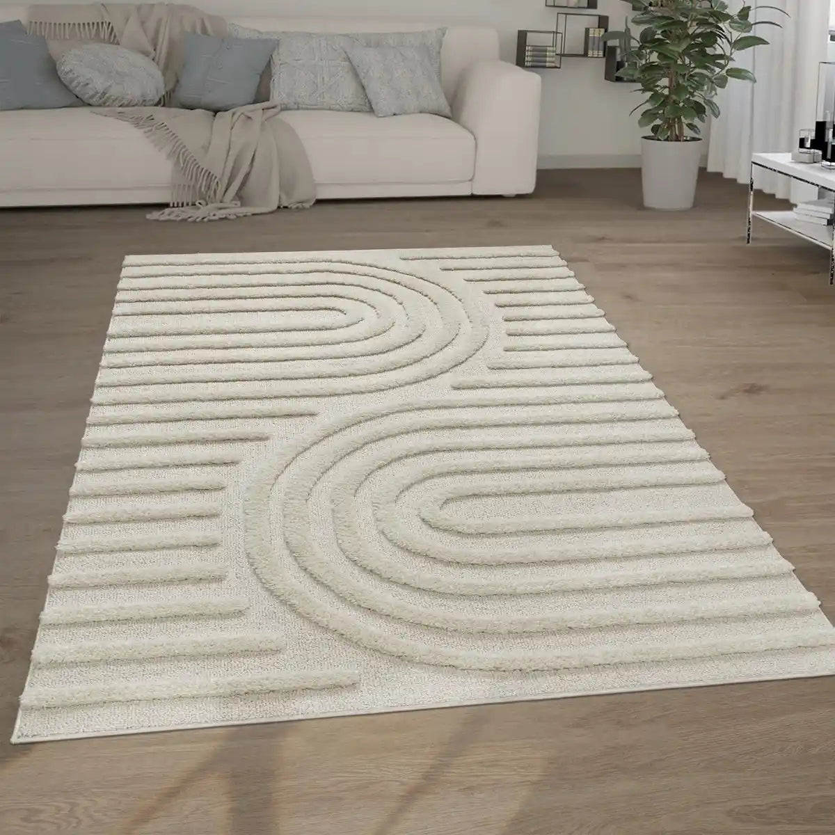 Tapis Scandinave Wavo couleur crème