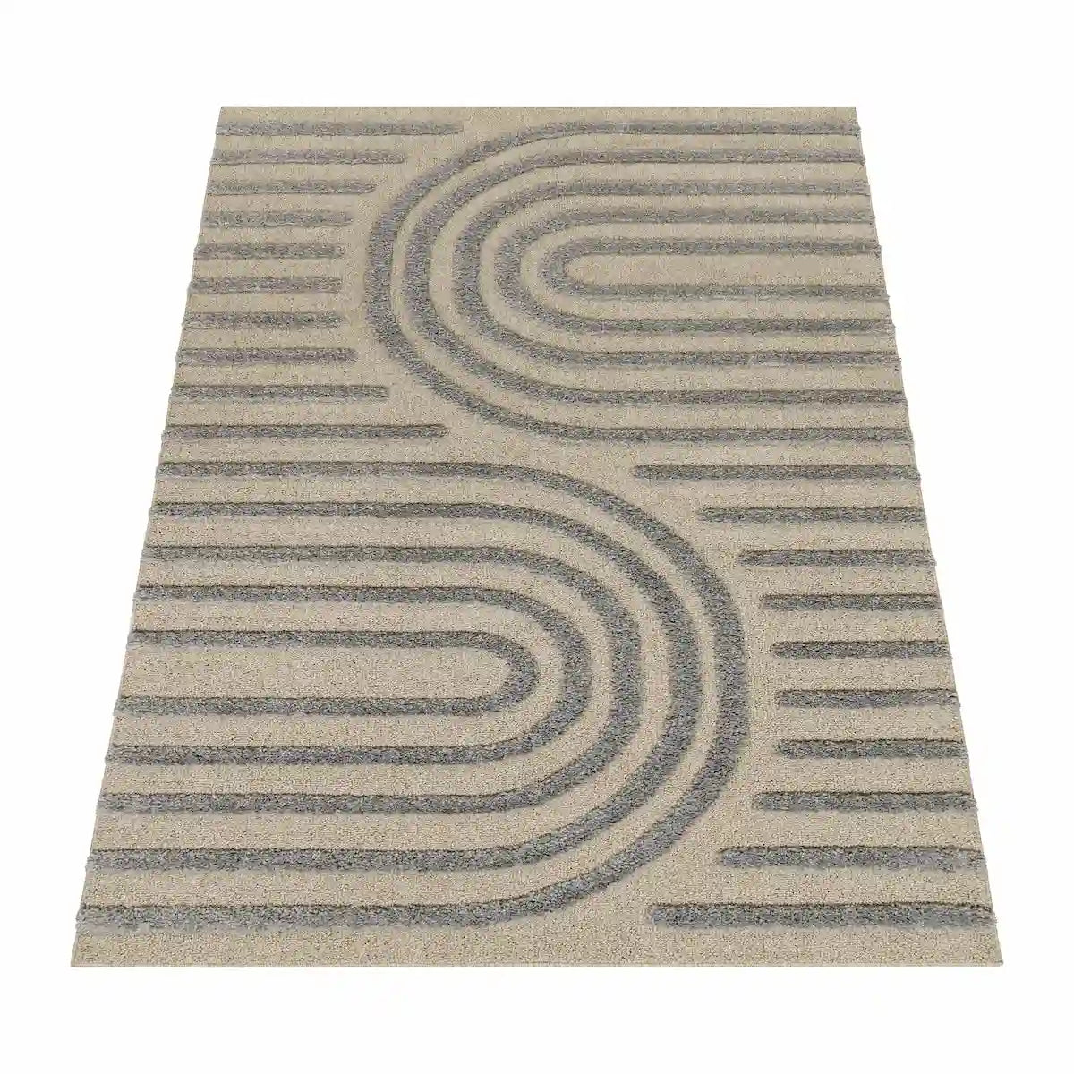 Tapis Scandinave Wavo Gris sur fond blanc