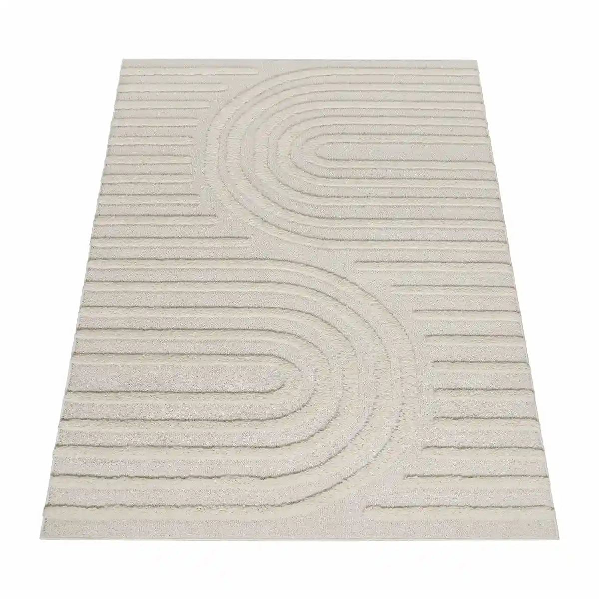 Tapis Scandinave Wavo Crème sur fond blanc