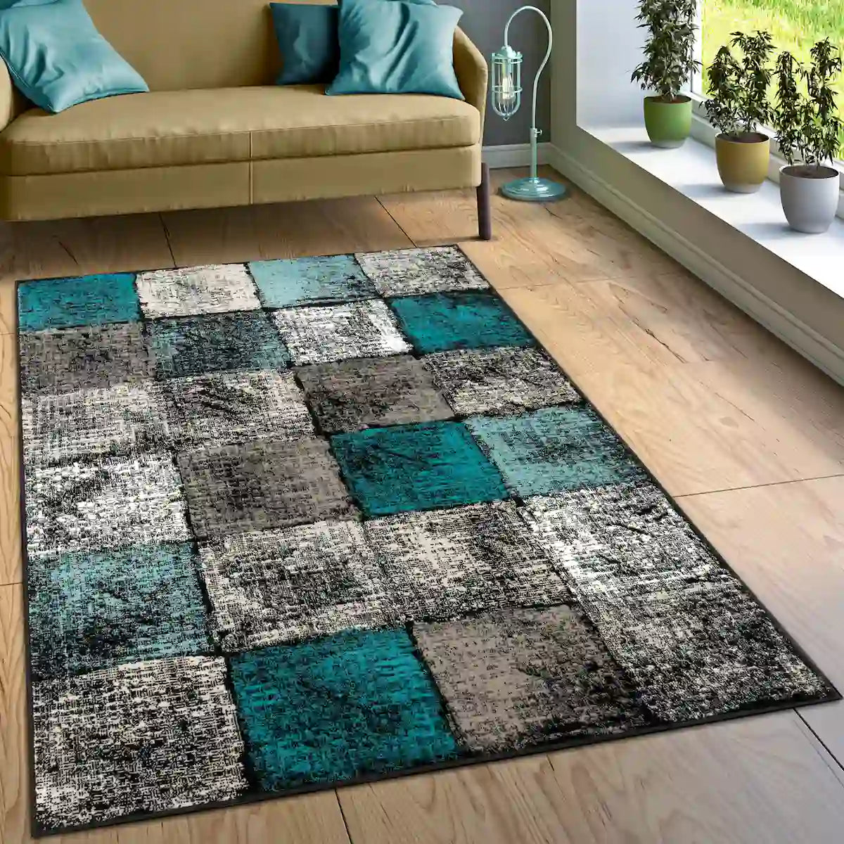 Tapis Vintage Patch - Turquoise