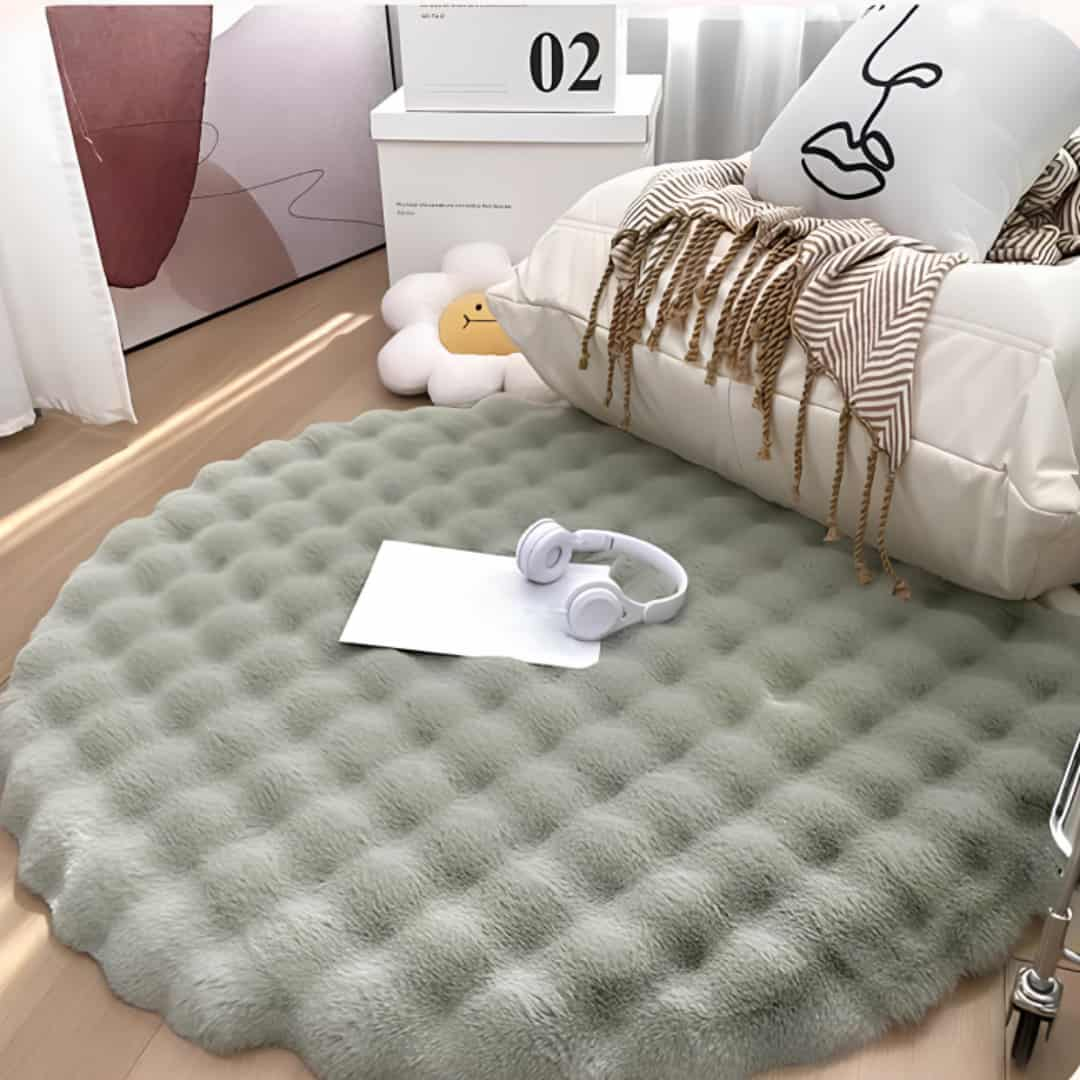 Tapis Rond Cosy Vert Kaki - Hoca Design