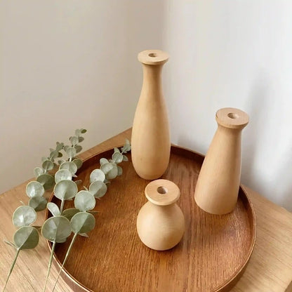 Vase à Fleurs En Bois Naturel