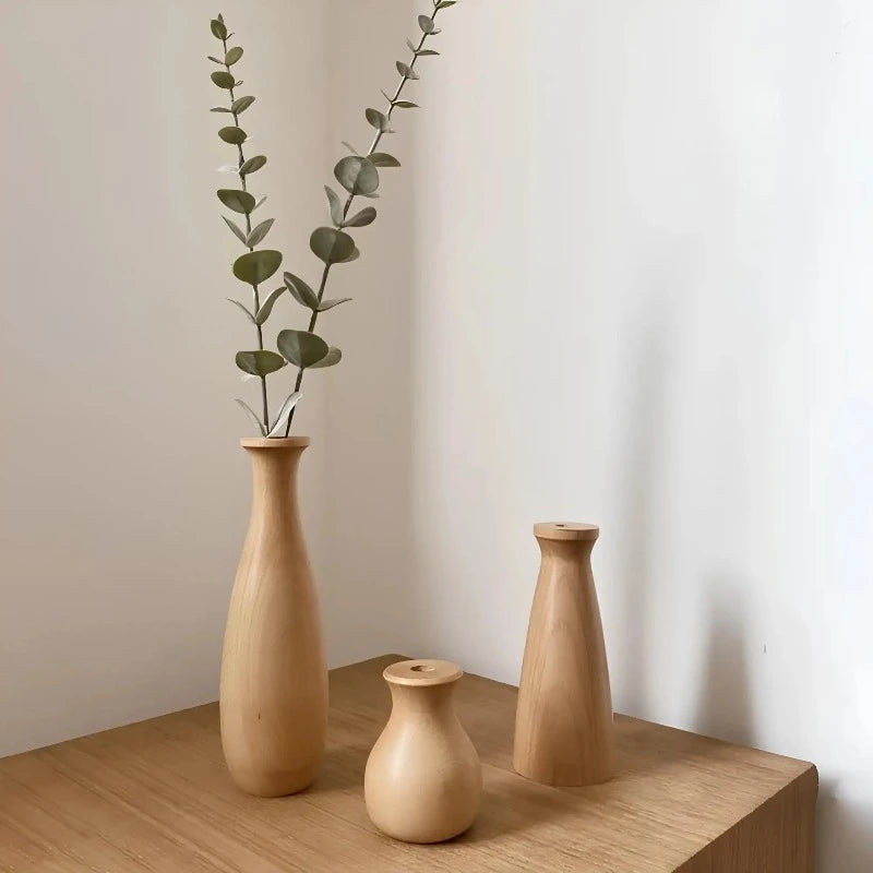 Vase à Fleurs En Bois Naturel