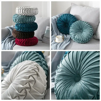 Coussin design velours tissu rond couleurs