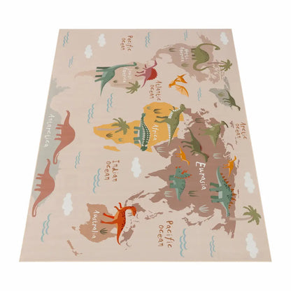 Tapis Carte du Monde Dino sur fond blanc