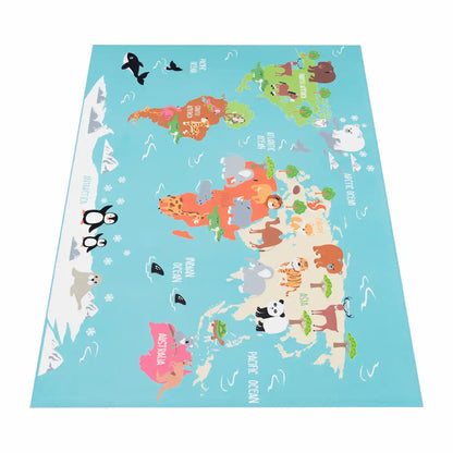 Tapis Carte du Monde Fauna sur fond blanc