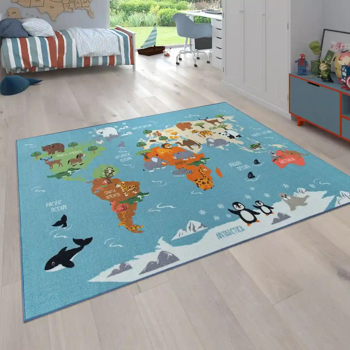 Tapis Carte du Monde Fauna - Tapis chambre enfant