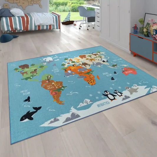 Tapis Carte du Monde Fauna - Tapis chambre enfant