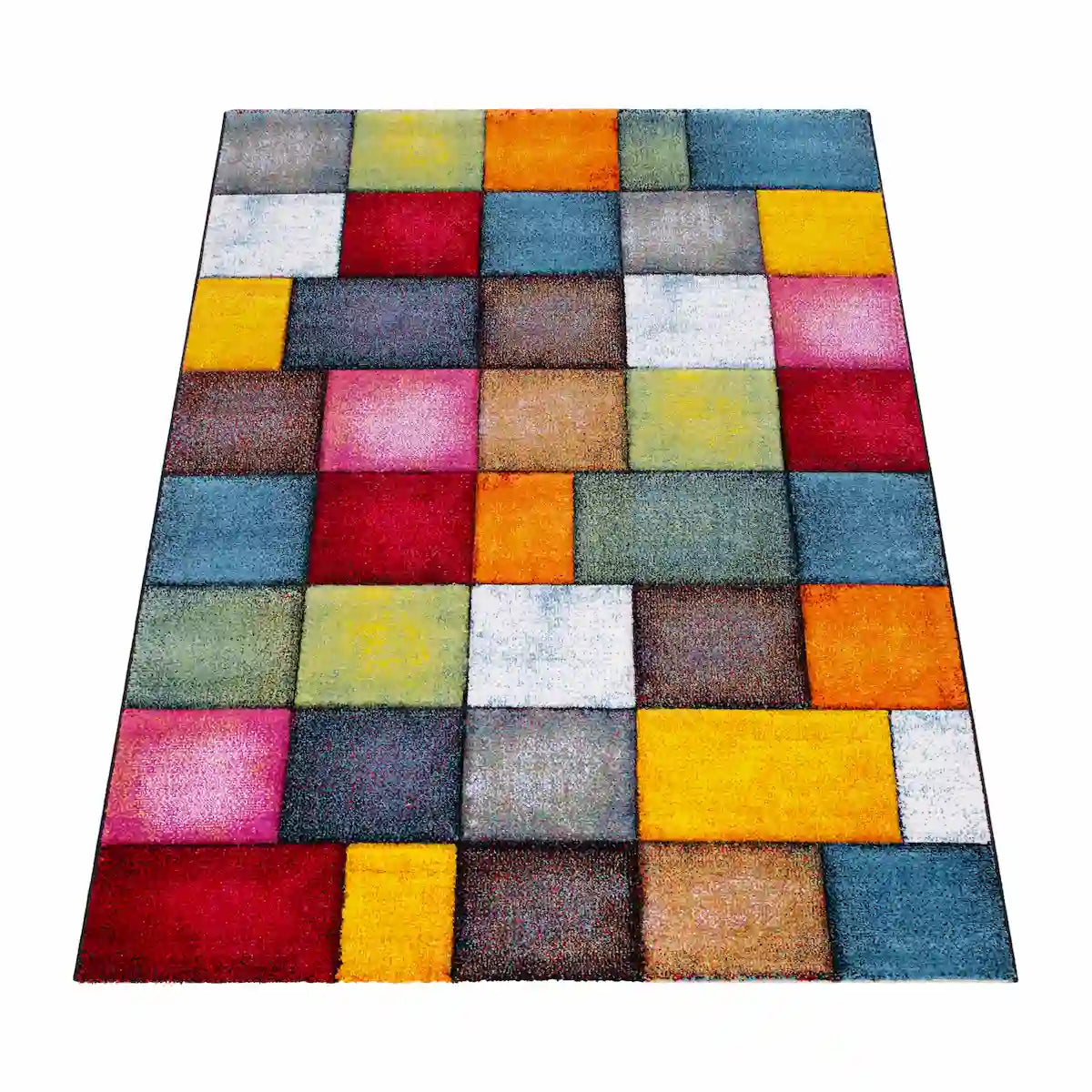 Tapis Coloré Cubo sur Fond Blanc