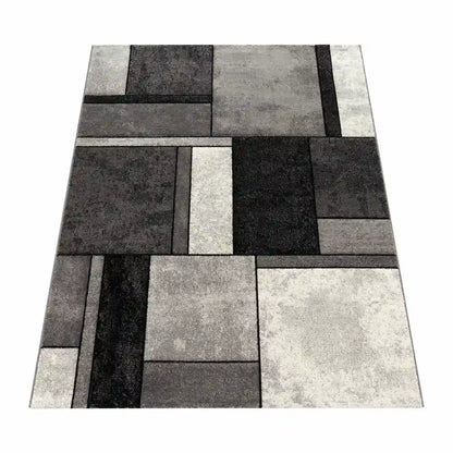 Tapis Coloré Mondria Gris sur fond blanc