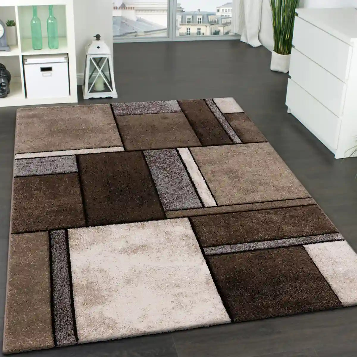 Tapis Coloré Mondria Marron