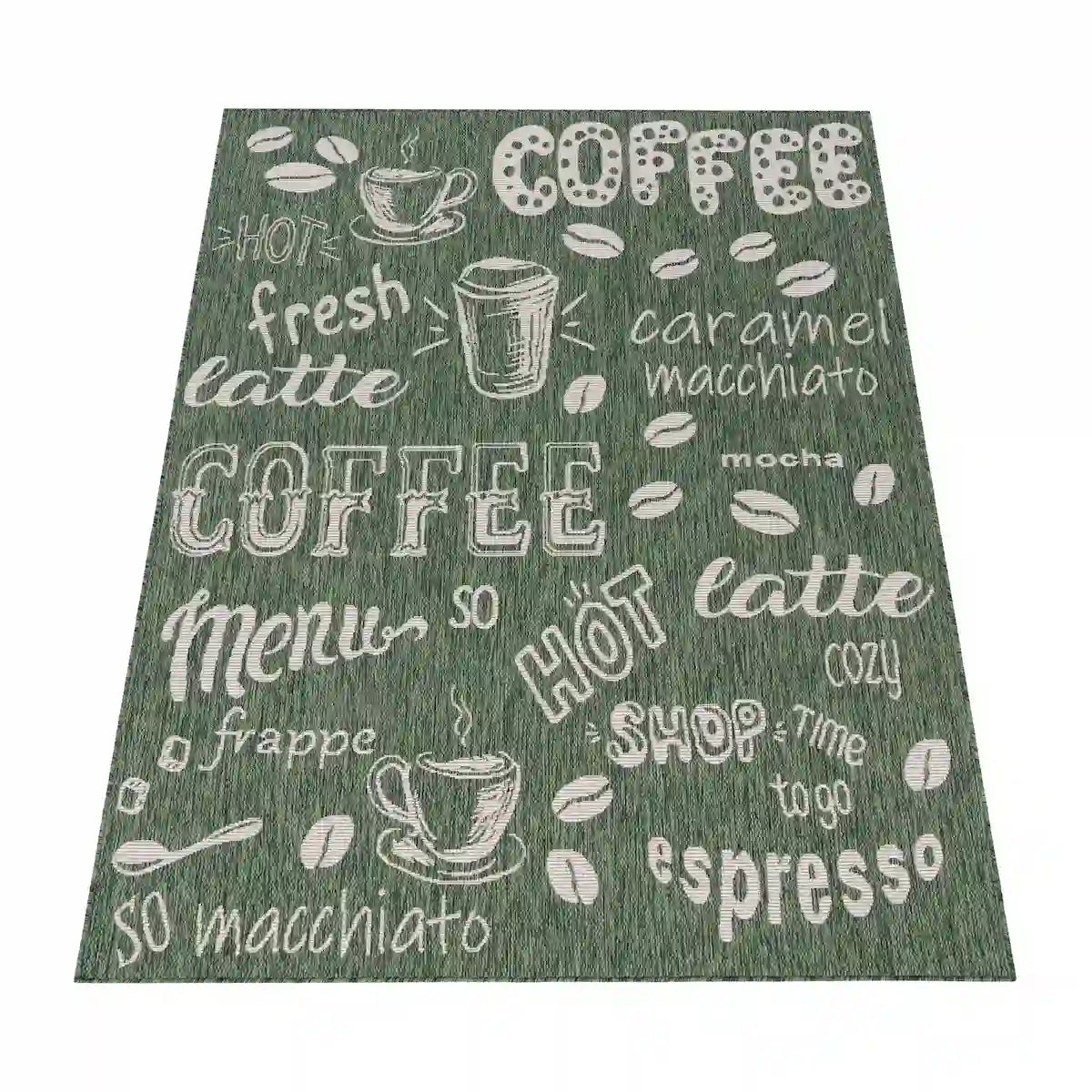 Tapis Cuisine Break Vert sur fond blanc