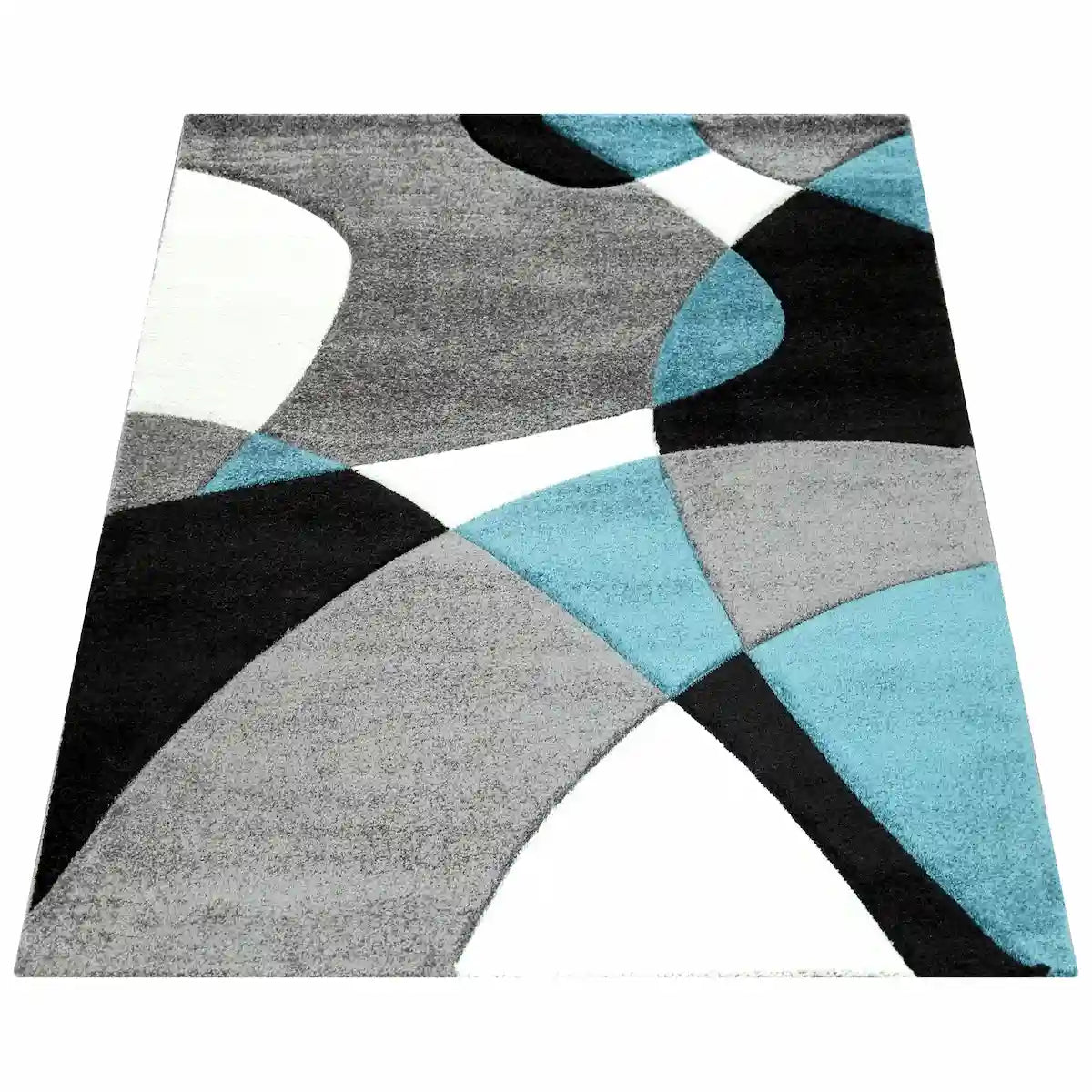 Tapis Design Arto Turquoise sur fond blanc