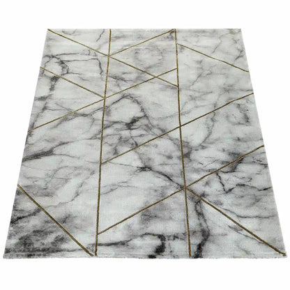 Tapis Design Marbo Or sur fond blanc