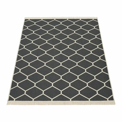 Tapis Réversible Hexa - Anthracite - Fond blanc