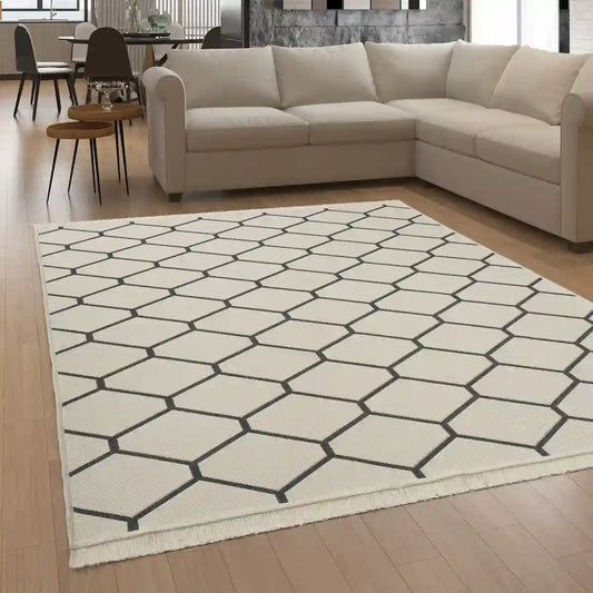 Tapis Réversible Hexa - Crème