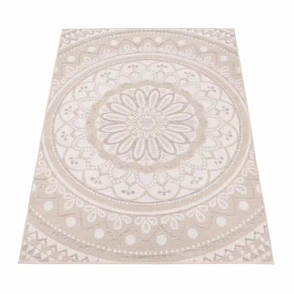 Tapis Design Rosas Sable sur fond blanc
