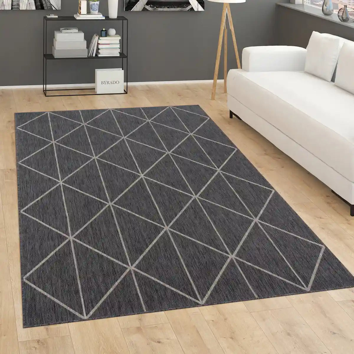 Tapis Design Trigo Anthracite - Tapis motifs géométriques