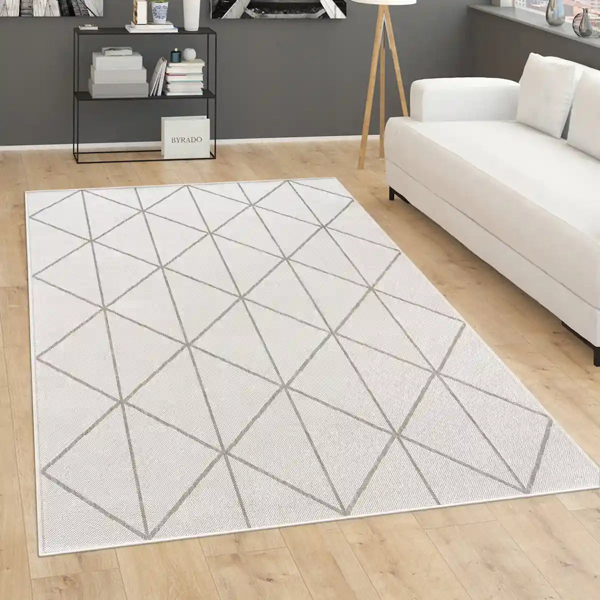 Tapis Design Trigo Blanc - Tapis motifs géométriques