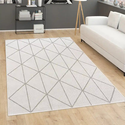 Tapis Design Trigo Blanc - Tapis motifs géométriques