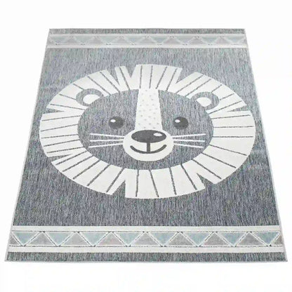 Tapis Enfant Bubo Gris sur fond blanc