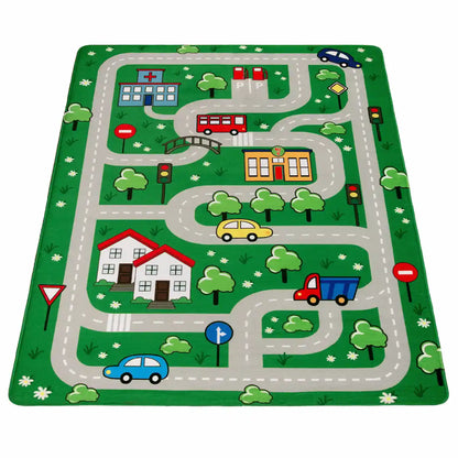 Tapis Enfant Circuit Courtry Vert sur fond blanc