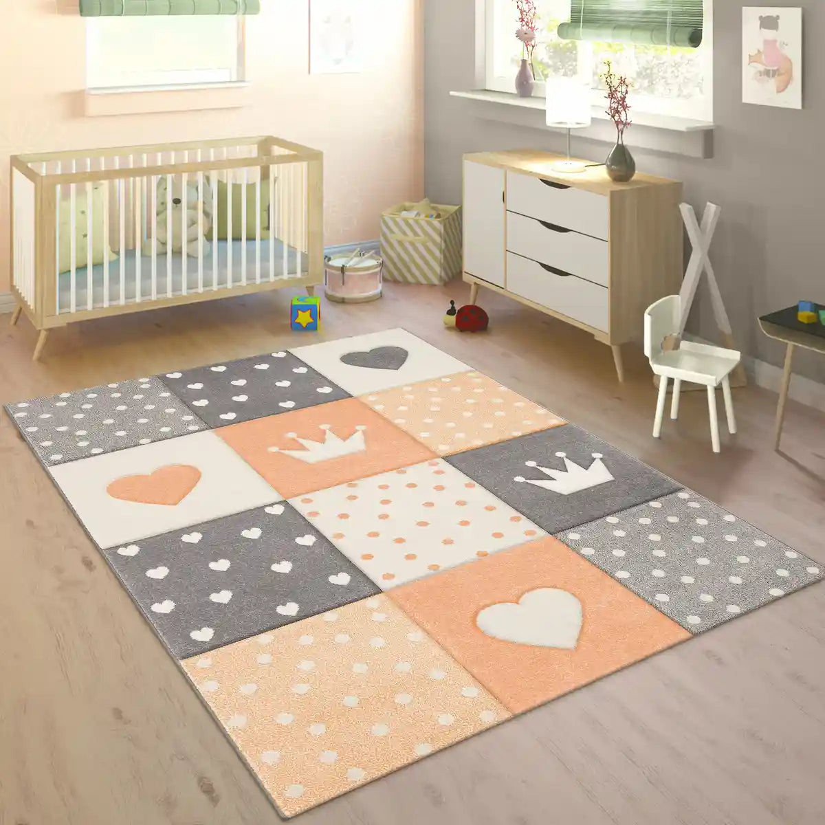 Tapis Enfant Kinglove Abricot - Tapis chambre enfant