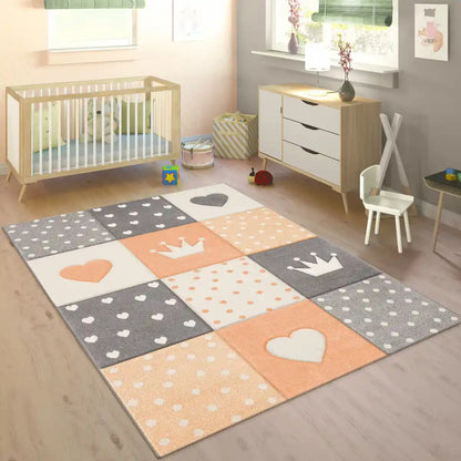 Tapis Enfant Kinglove Abricot - Tapis chambre enfant