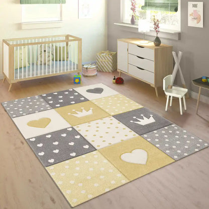 Tapis Enfant Kinglove Jaune - Tapis chambre enfant