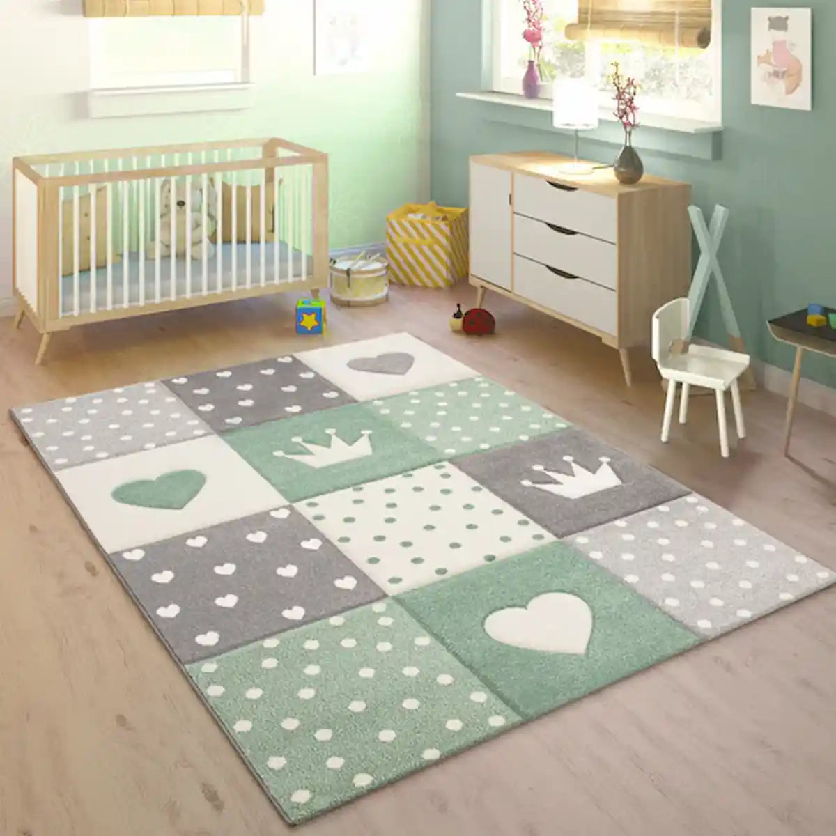 Tapis Enfant Kinglove Vert - Tapis chambre enfant