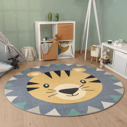 Tapis Rond Enfant Tigrou Jaune