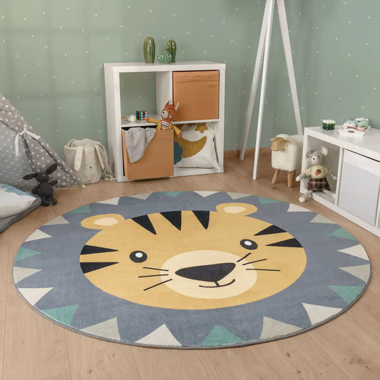 Tapis Rond Enfant Tigrou Jaune
