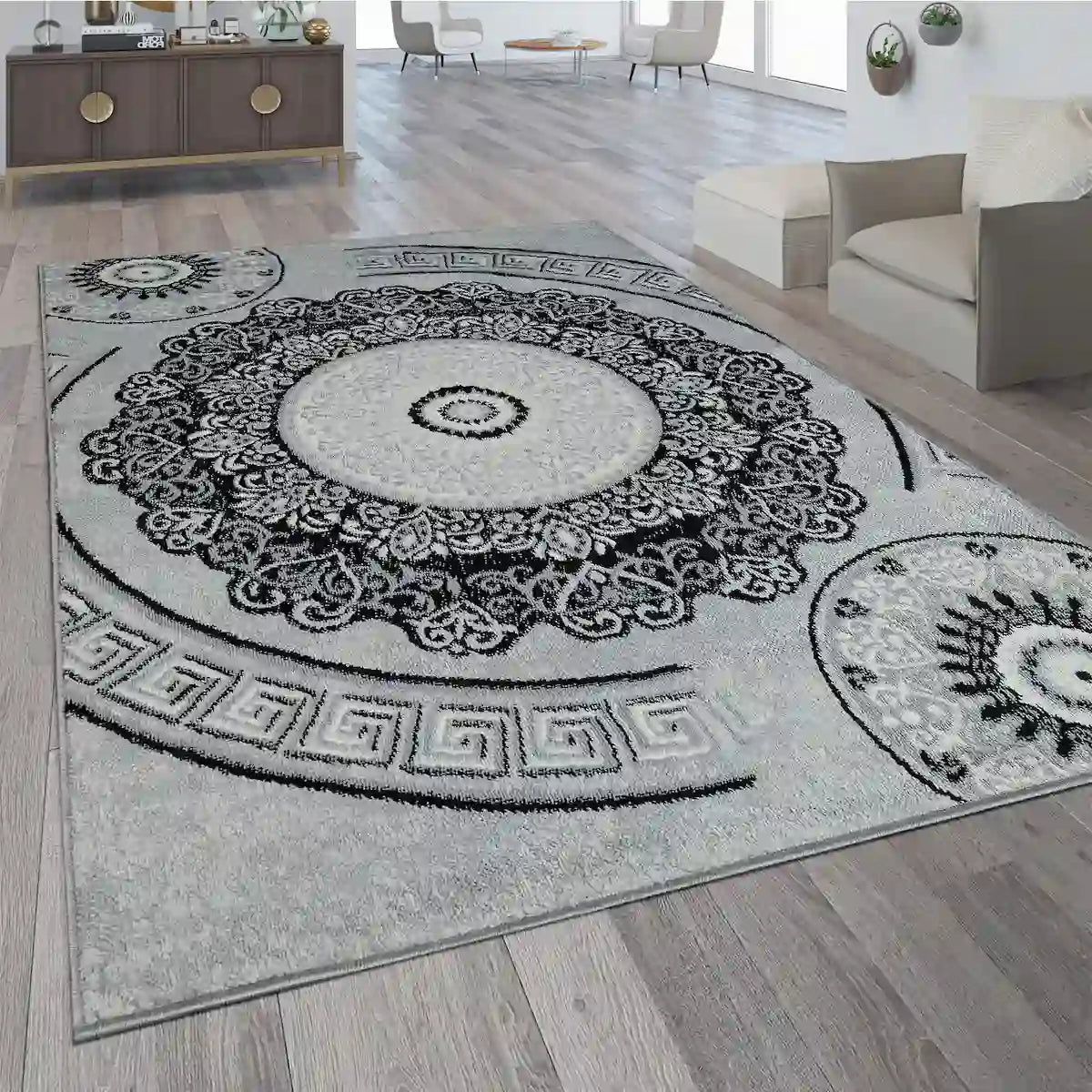Tapis Oriental Olina Gris - Tapis de salon oriental