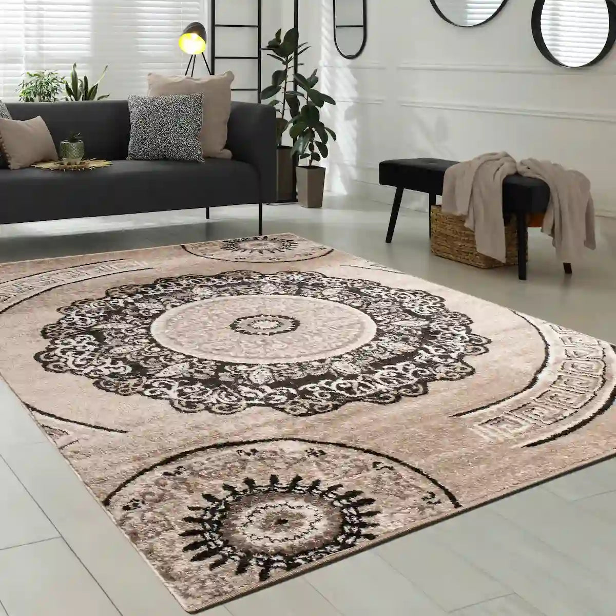 Tapis Oriental Olina Marron - Tapis de salon oriental