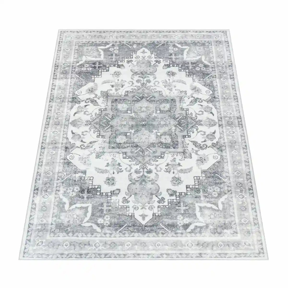 Tapis Oriental Oman Gris sur fond blanc