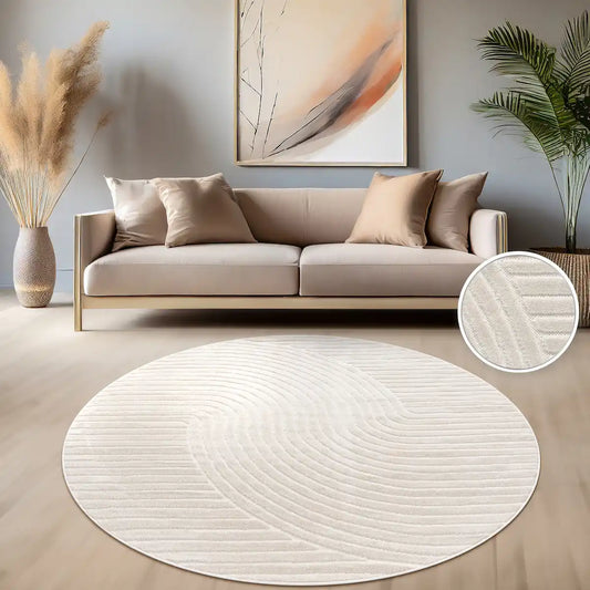 Tapis Rond Design Sculo - Cream