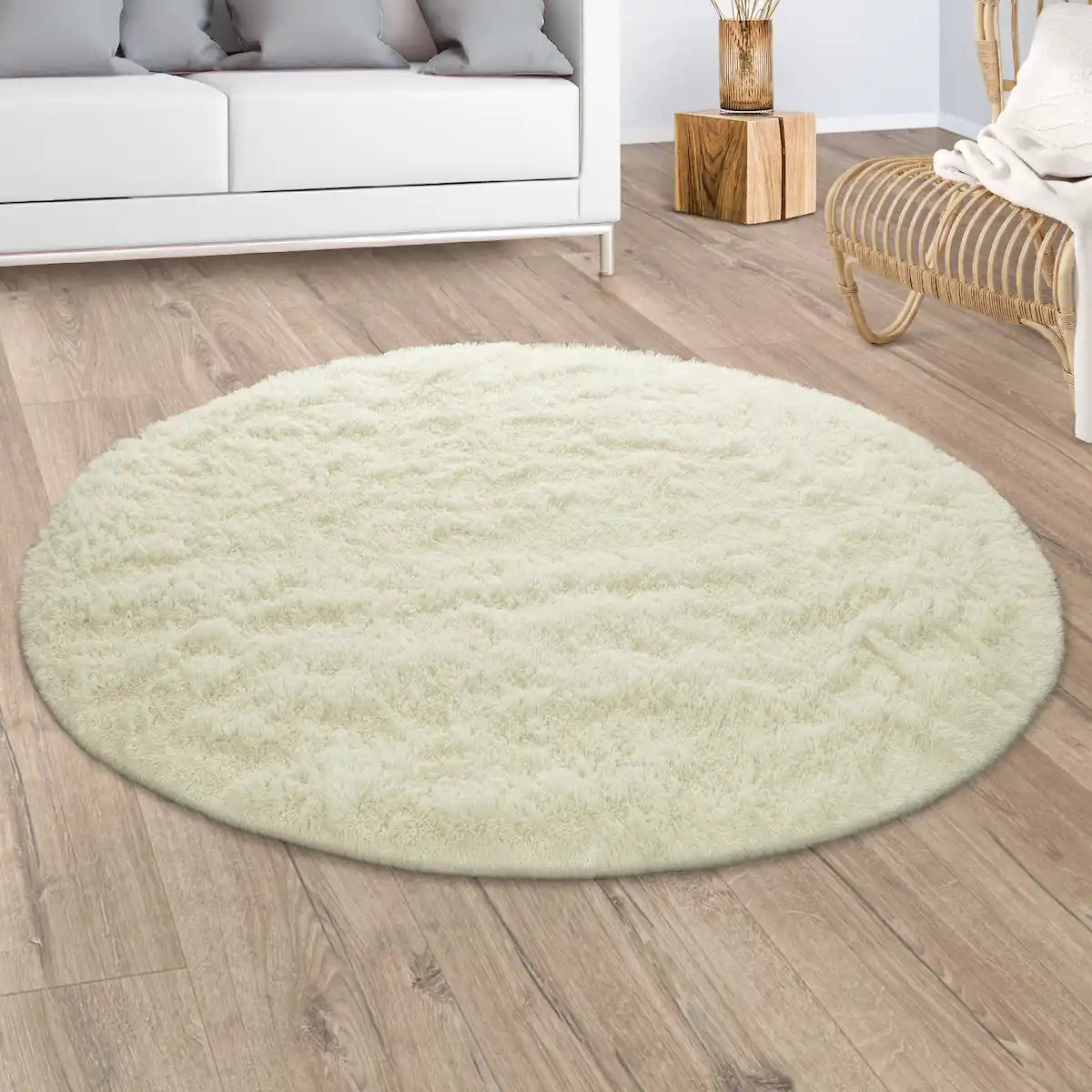Tapis Rond Doux Cocoon - Blanc