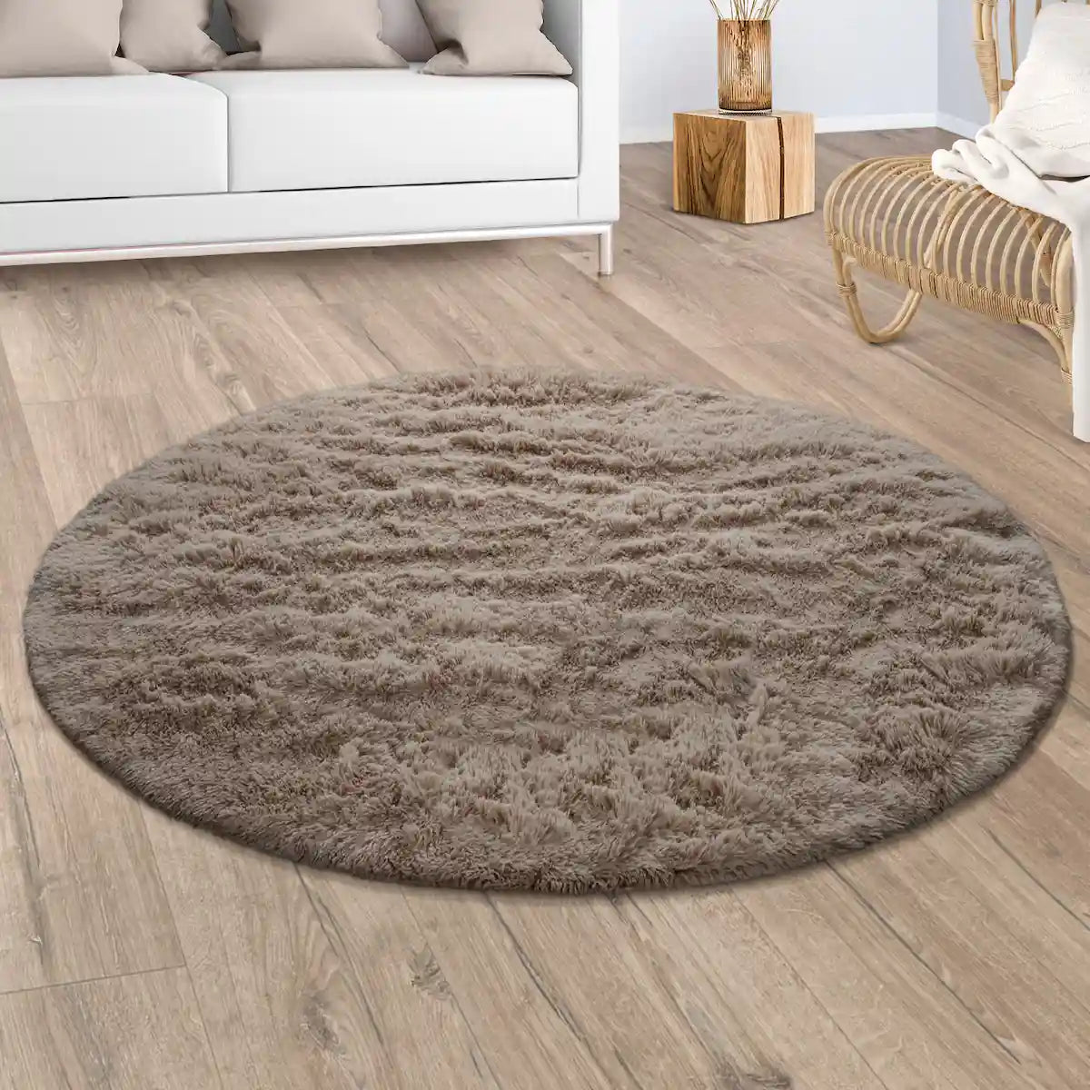 Tapis Rond Doux Cocoon - Taupe