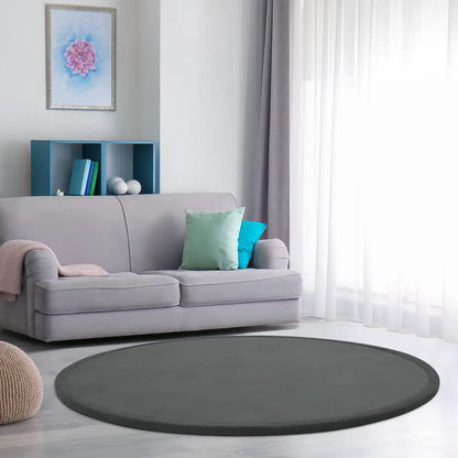 Tapis Rond Doux Navya couleur anthracite