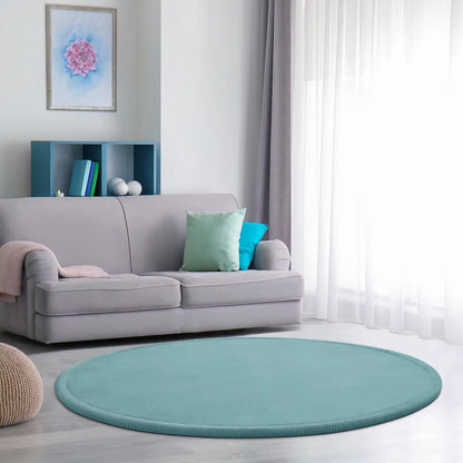 Tapis Rond Doux Navya couleur bleu