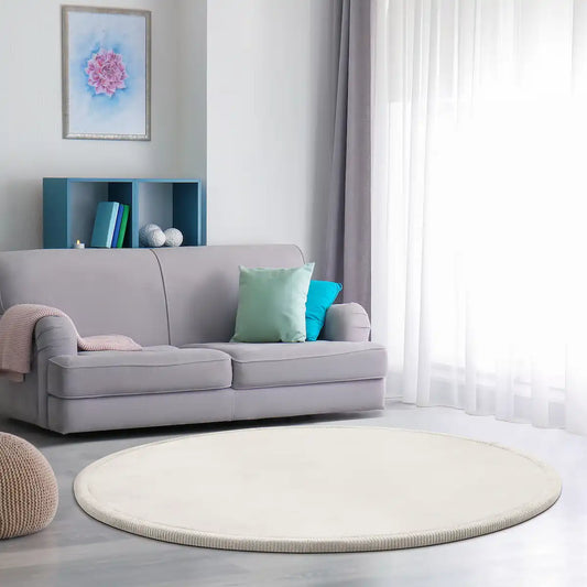 Tapis Rond Doux Navya couleur crème
