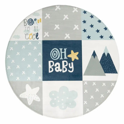 Tapis Rond Enfant Baby Bleu sur fond blanc
