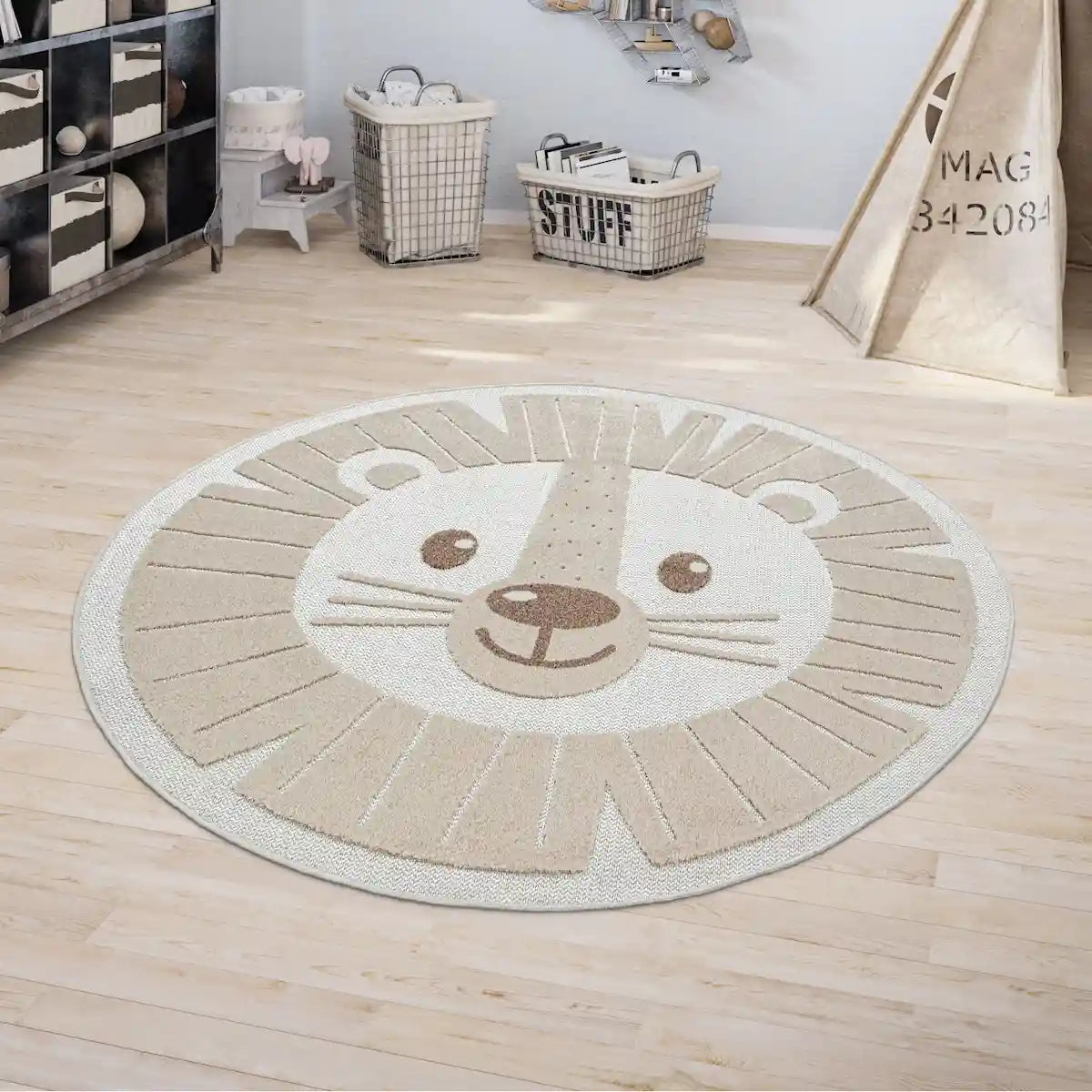 Tapis Rond Enfant Bobino Beige - Tapis chambre enfant