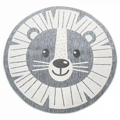 Tapis Rond Enfant Bobino Gris sur fond blanc