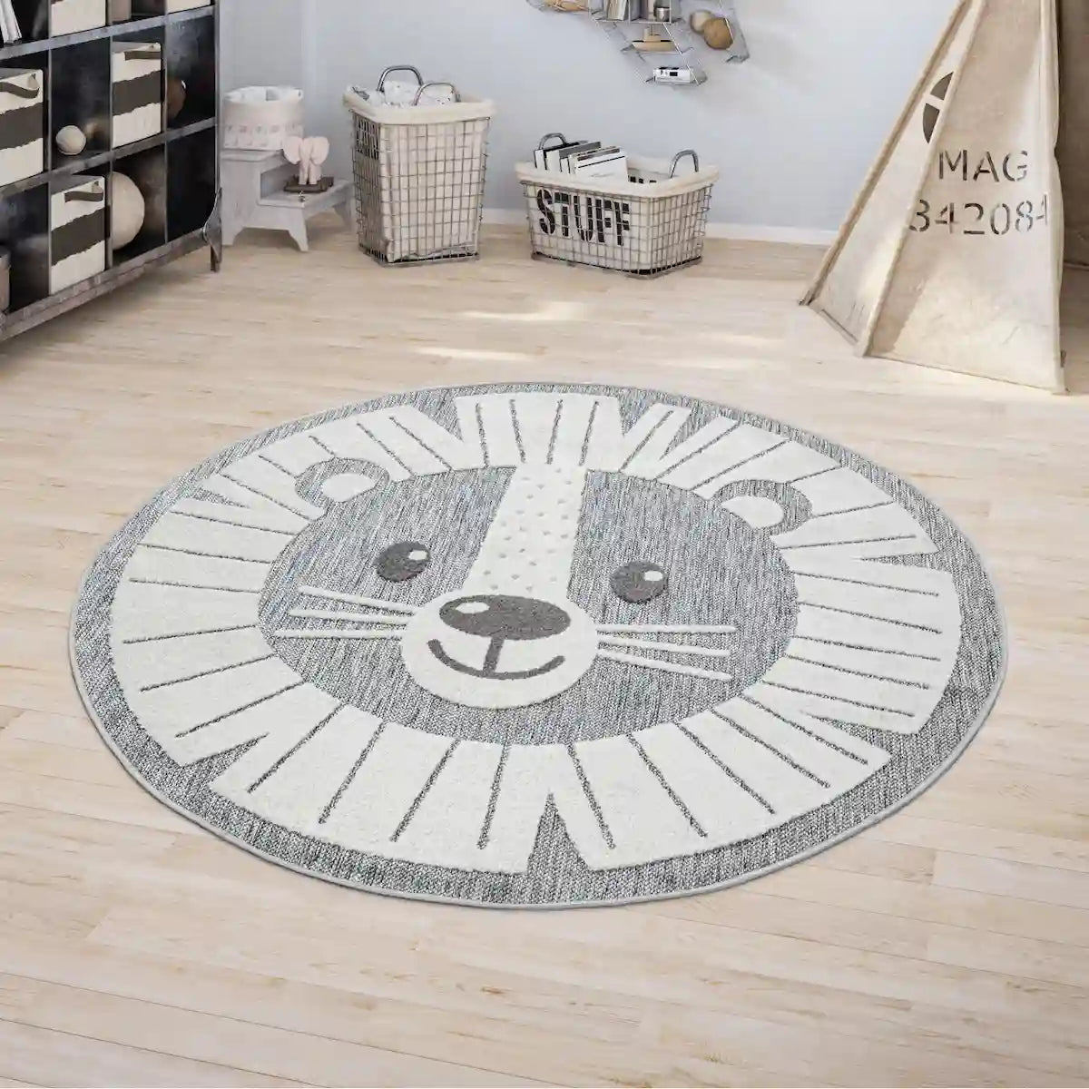 Tapis Rond Enfant Bobino Gris- Tapis chambre enfant
