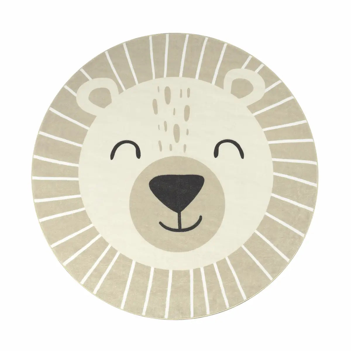 Tapis Rond Enfant Buno beige sur fond blanc