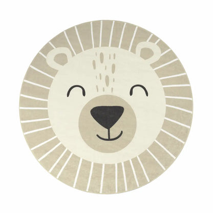 Tapis Rond Enfant Buno beige sur fond blanc