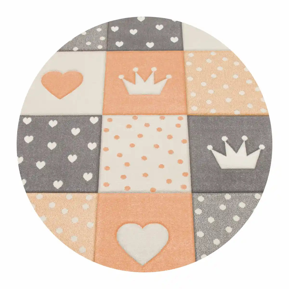Tapis Rond Enfant Kinglove Abricot
